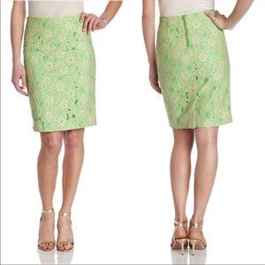 Lilly Pulitzer Hyacinth Pencil skirt in Green and Pink Pique Lace NWOT size 12